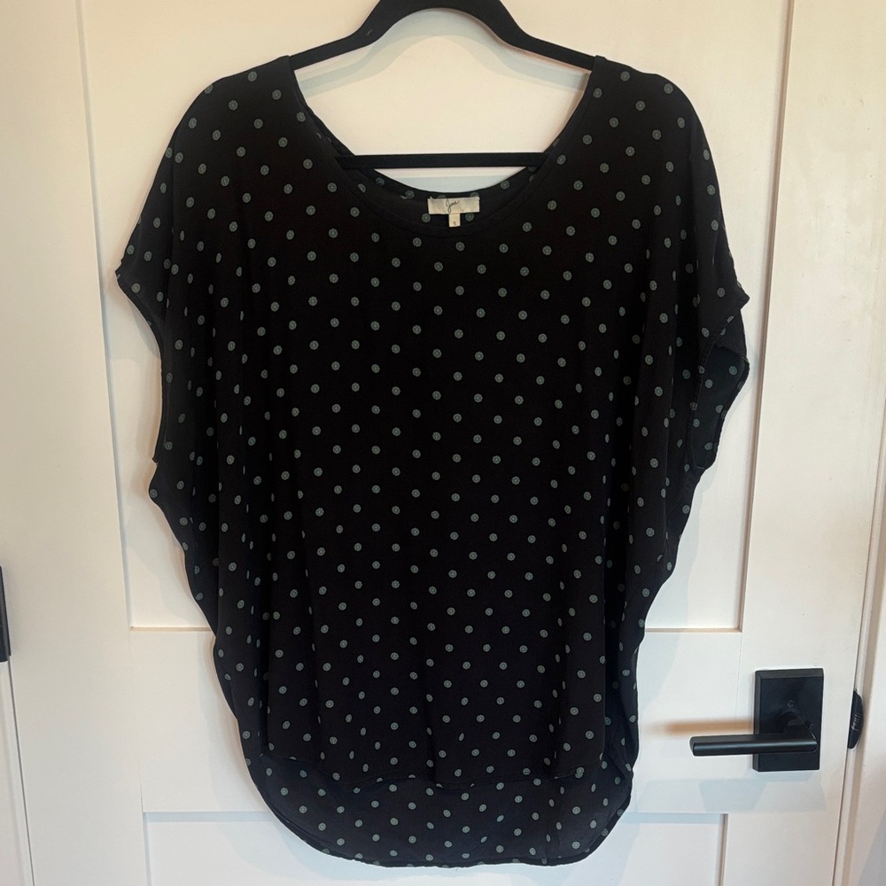 Joie Black and Gray Polka Dot Blouse